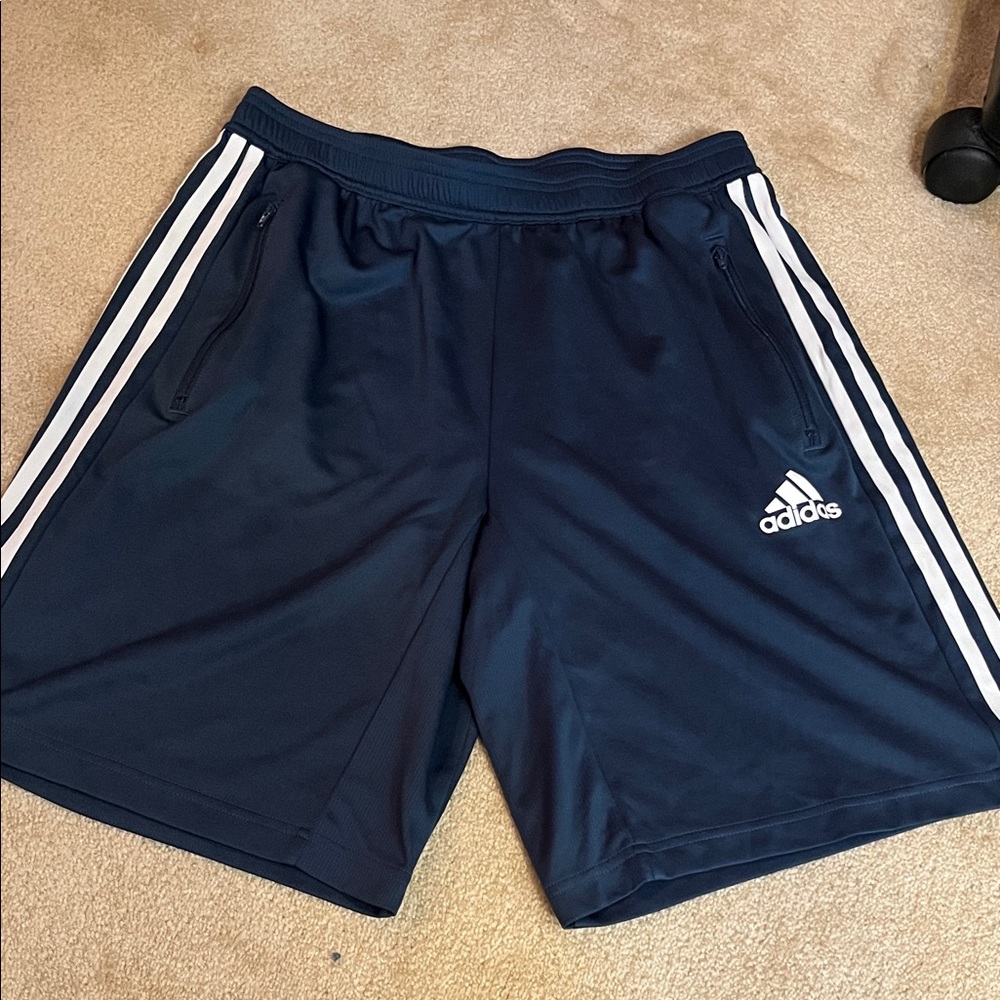 Adidas Men's Dark Blue Sports Shorts zipper pockets